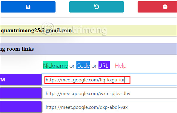 Paste the link to the Google Meet classroom