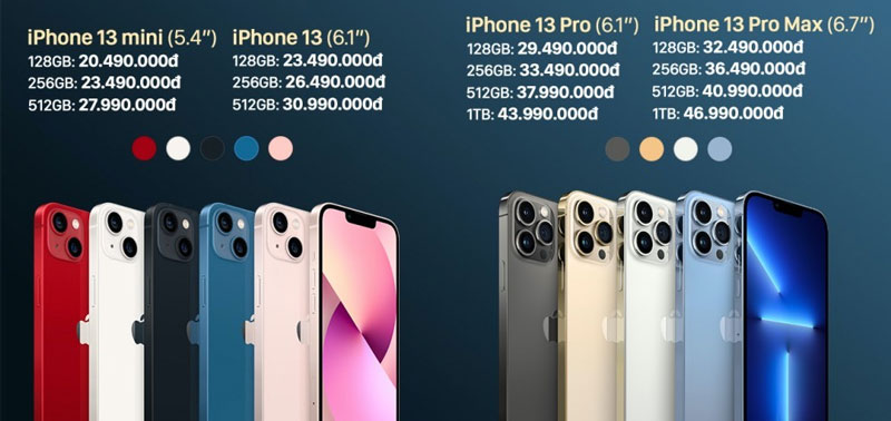 Giá bán iPhone 13 tại Việt Nam
