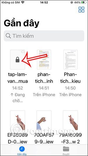 PDF file padlock icon on iPhone