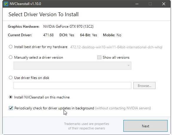 NVCleanstall có thể tự động kiểm tra các bản cập nhật driver mới