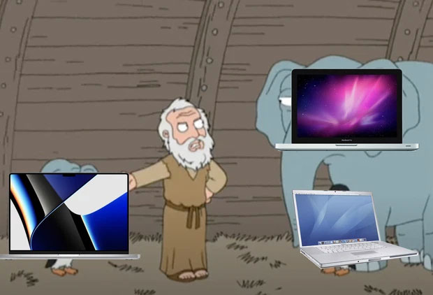 Cư dân mạng cho rằng MacBook Pro 2021 là một sự kết hợp hài hước của phiên bản cũ, ghép con voi với con chim cánh cụt.
