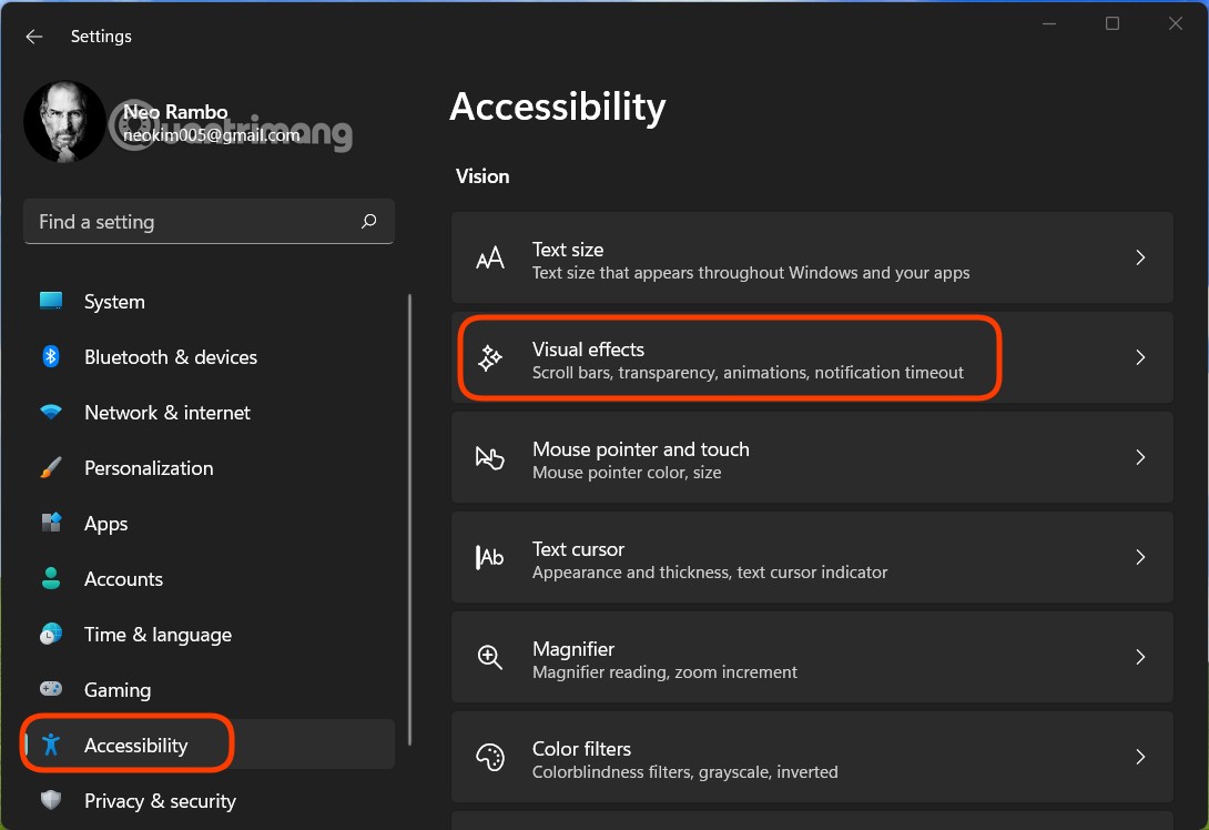 How to turn off all animation effects on Windows 11 to smooth the computer