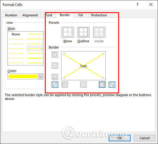 Cell border position in Excel 