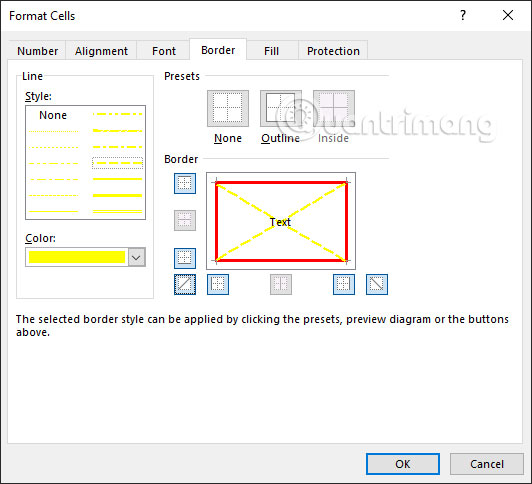 Tùy chỉnh đường viền ô trong Excel 