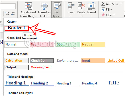 Using cell borders in Excel 