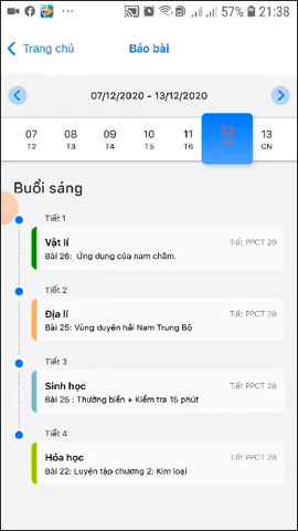 Thời khóa biểu trên Edu.One
