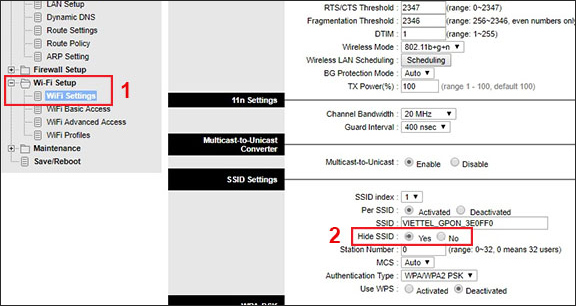 Instructions to hide Viettel WiFi