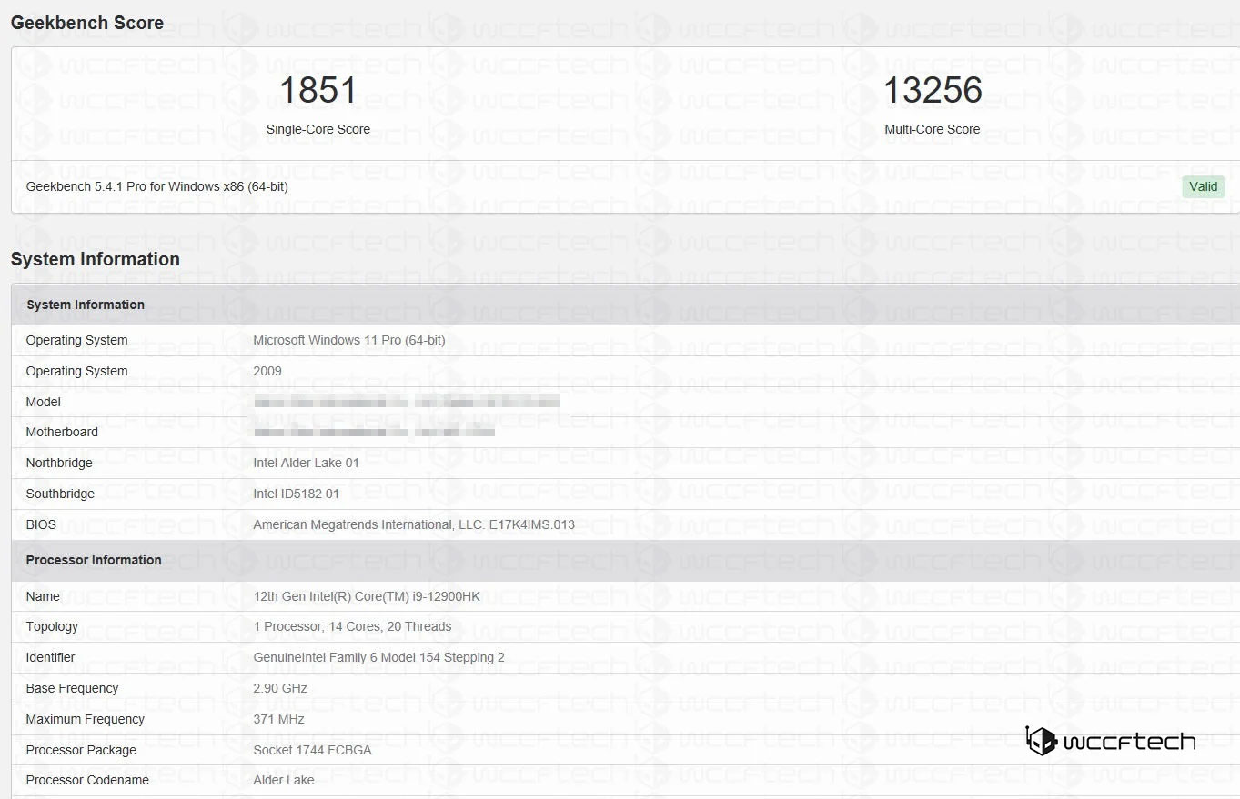 Benchmark Core i9 12900HK