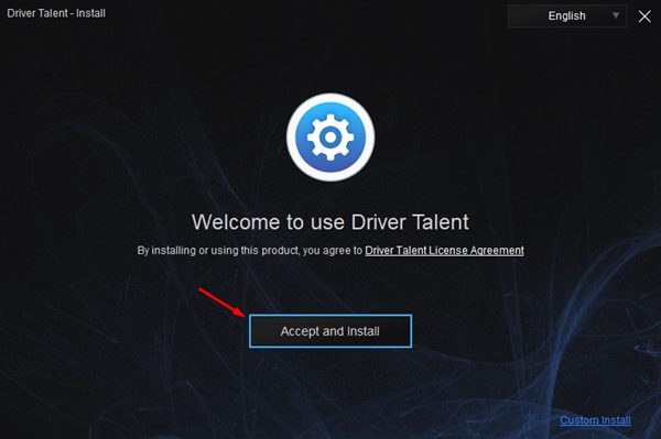 Nhấp vào nút Accept and Install để chấp nhận các điều khoản cấp phép