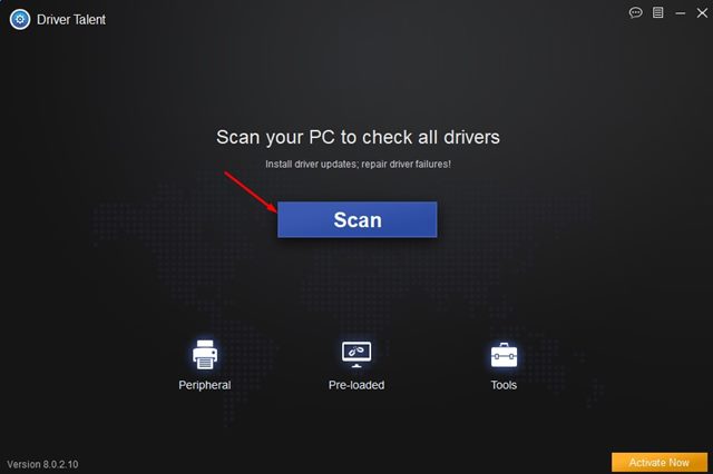 Nhấp vào nút Scan để quét các driver đã lỗi thời