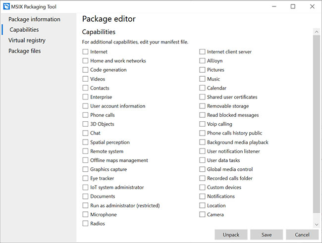 Package editor