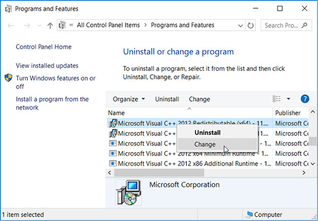 Sửa chữa các chương trình Microsoft Visual C++