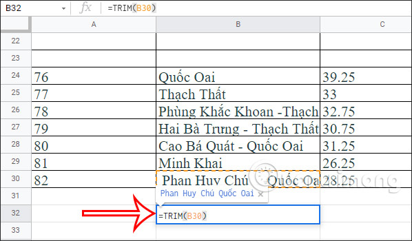 Cách xóa khoảng trắng trong Google Sheets - Ảnh minh hoạ 3