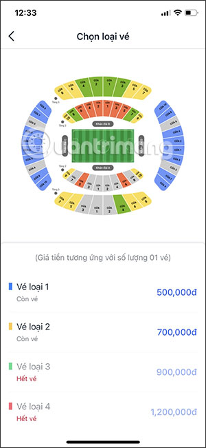Chọn loại vé muốn mua