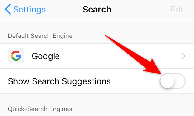Tắt tùy chọn “Show Search Suggestions” 