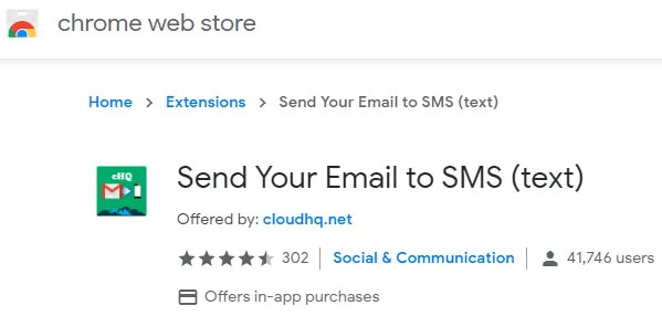 Tiện ích mở rộng Chrome Send Your Email to SMS (text)