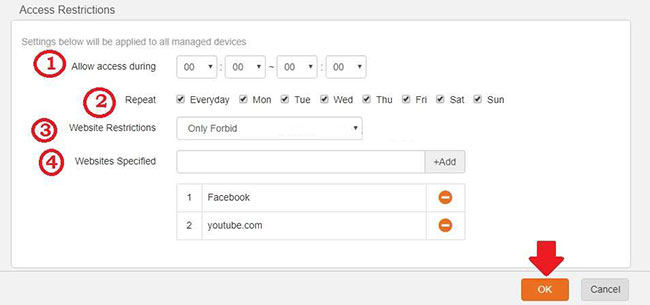 Chặn trang web được thêm vào danh sách