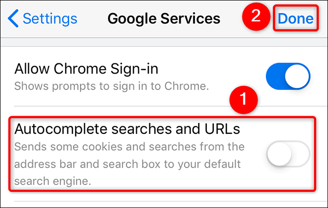 Tắt tùy chọn “Autocomplete Searches and URLs”
