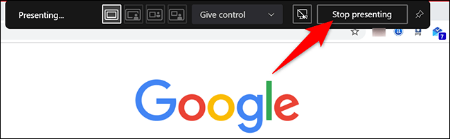 Nhấp vào nút “Stop Presenting”