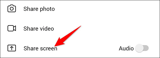 Chọn tùy chọn "Share Screen”