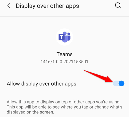 Bật tùy chọn “Allow Display Over Other Apps”