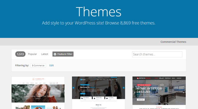WordPress cung cấp số lượng theme rất lớn