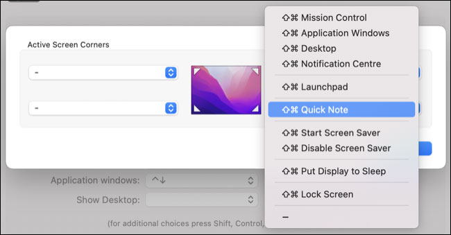 Cách tắt biểu tượng Quick Note Corner trên máy Mac