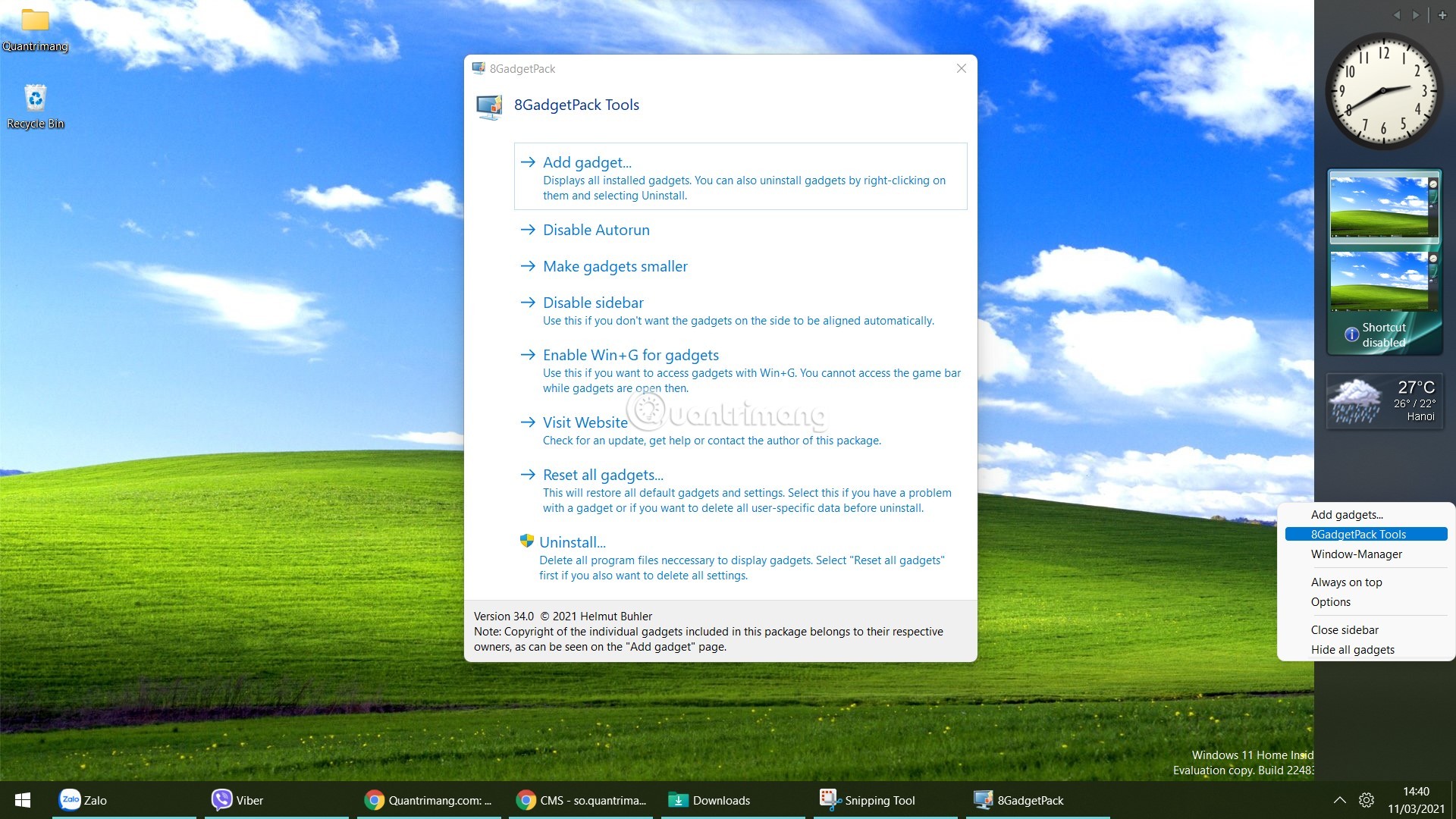 Cách thêm widget của Windows 7 vào Windows 11