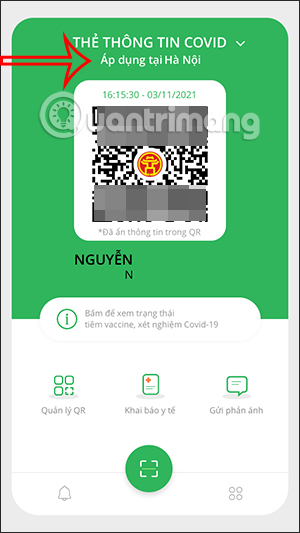 Vị trí sử dụng mã QR PC-Covid