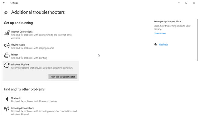 Chạy Windows Update Troubleshooter