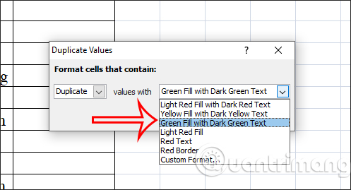 Select the conditional formatting style in Excel