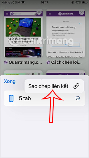 Copy Safari link