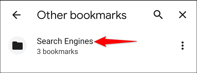 Nhấn vào thư mục có chứa mục bookmark mà bạn muốn xóa.