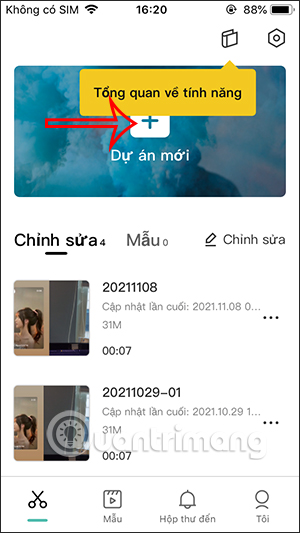 Dự án mới trên Capcut