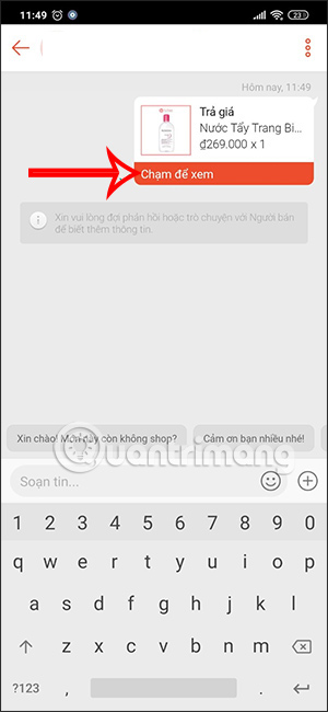 Xem lại giá đã mặc cả trên Shopee