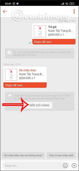 Đồng ý giá mặc cả trên Shopee