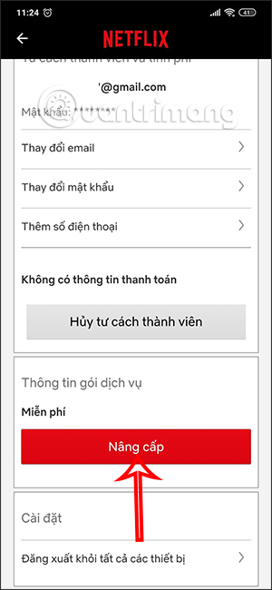 Nâng cấp tài khoản Netflix