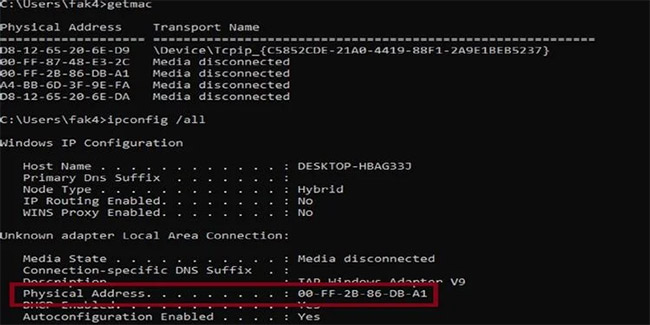 Find MAC Address