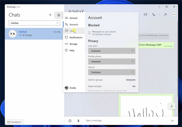 Ứng dụng WhatsApp UWP