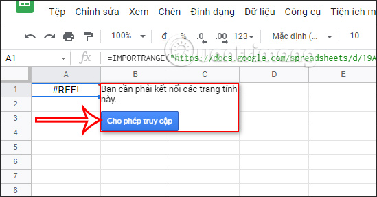 Allow the IMPORTRANGE function to access Google Sheets