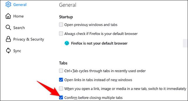Bật tùy chọn “Confirm Before Closing Multiple Tabs”