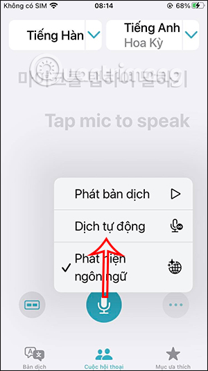 Dịch tự động trên iPhone