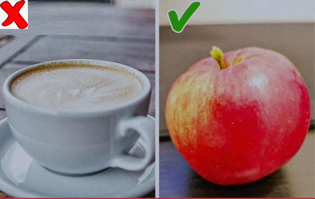 Táo giúp bạn tỉnh táo hơn cà phê bởi trong táo có chứa lượng đường fructose tự nhiên, chứa nhiều probiotic và Vitamin B giúp tăng cường năng lượng giúp bạn có thể duy trì sự tỉnh táo trong vòng nhiều giờ.
