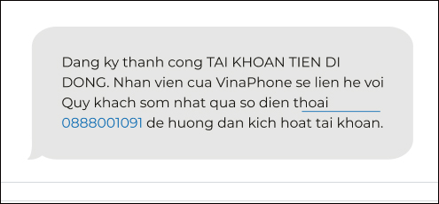 Đăng ký Mobile Money VinaPhone qua tin nhắn