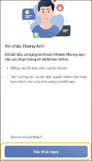 Xác thực Mobile Money VinaPhone qua VNPT Pay