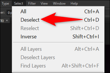 Nhấp vào Select > Deselect