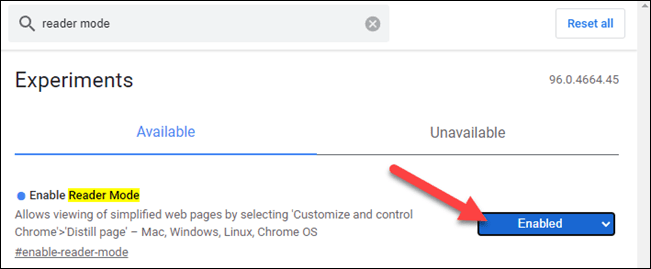 Enable “Enable Reader Mode” 