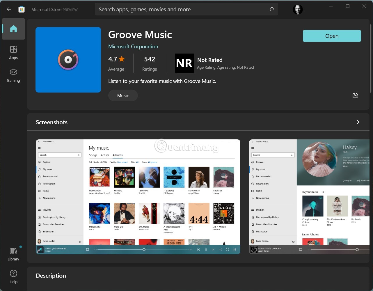 Cập nhật Groove Music để có Windows Media Player mới