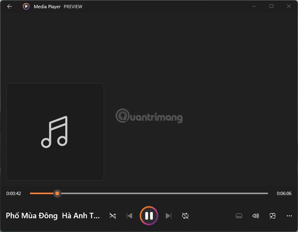 Khi Windows Media Player mới đang phát nhạc
