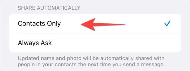 Select “Contacts Only” 